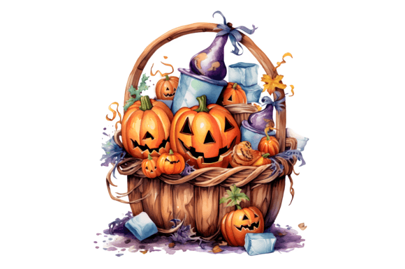 Download Watercolor Pumpkin Basket Sublimation - Watercolor pumpkin Collection