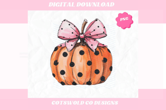 Download Watercolor Pumpkin with Pink Bow PNG - Watercolor pumpkin Collection