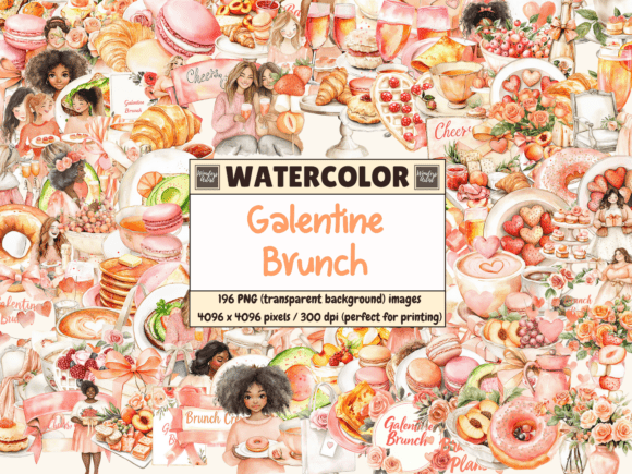Download Galentine Brunch Watercolor Clipart - Premium Resources