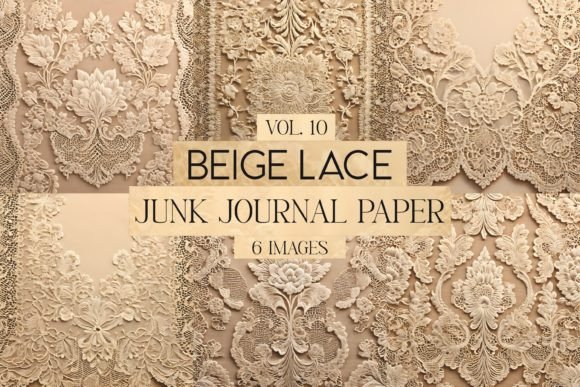 Download Beige Lace Junk Journal Paper Vol. 10 - Premium Resources