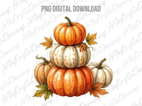 Download Watercolor Pumpkin Stack Clipart PNG - Watercolor pumpkin Collection
