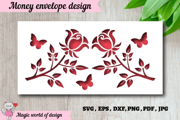 Download Elegant Rose Design Money Envelope SVG - Elegant Collection