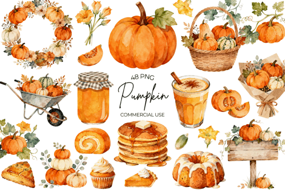 Download Watercolor Pumpkin Clipart Autumn Fall - Watercolor pumpkin Collection