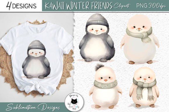 Download Cute Winter Animal Clipart | Kawaii PNG - Premium Resources