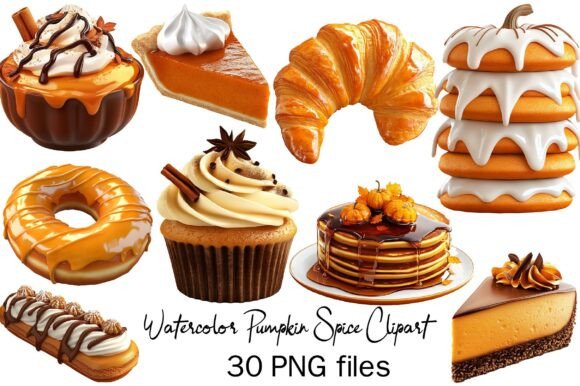 Download Watercolor Pumpkin Spice Clipart Bundle - Watercolor pumpkin Collection