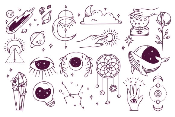 Download Set of Mystic Astronomy Doodle - Astronomy Collection
