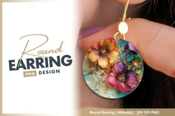 Download Elegant Floral Art in Round Earring Png - Elegant Collection