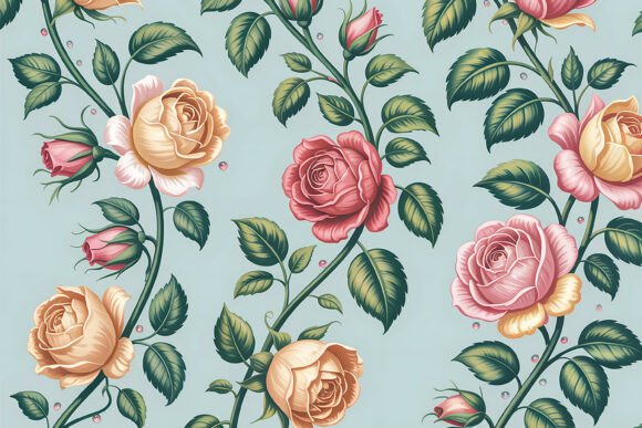 Download Elegant Rose Branch Seamless Pattern - Elegant Collection
